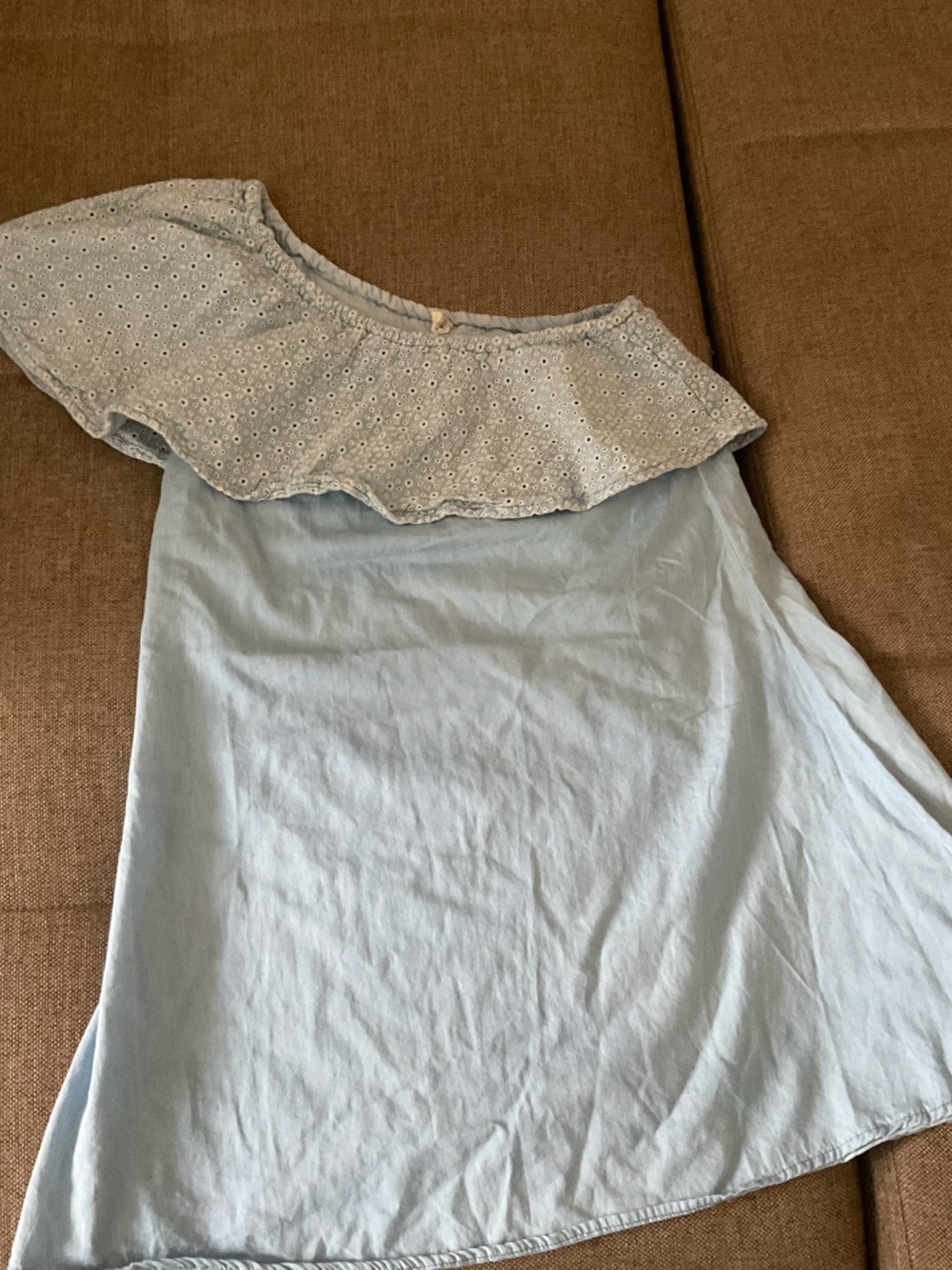 Light Blue Women’s Eyelet Ruffle mini dress